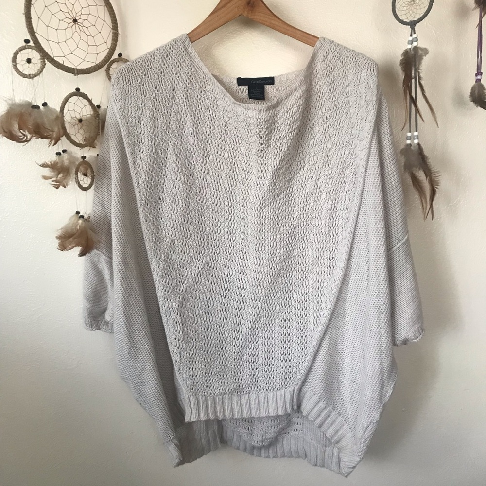 Calvin Klein tunic top draped crop sleeve sweater